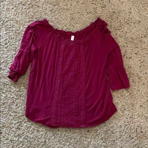 Maroon off the shoulder blouse
